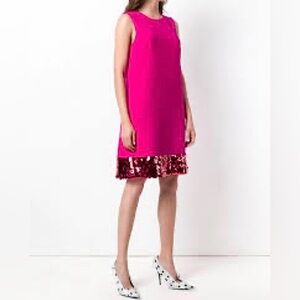 Dolce Gabbana Fuchsia Wool Blend Sequence Bottom Dress.